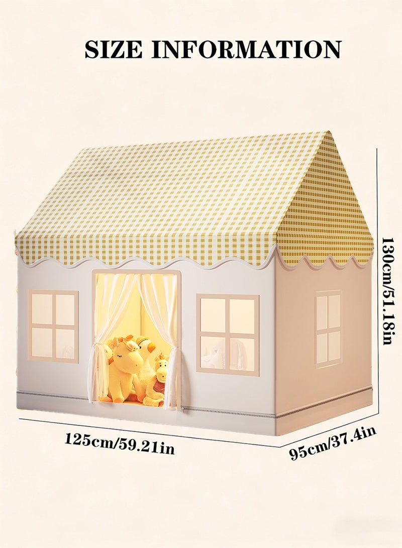 RAKAY Children's Play Tent House , 125x95x130 cm, Checkered Design, Metal Frame, Indoor Playhouse for Kids,Yellow - Image 5